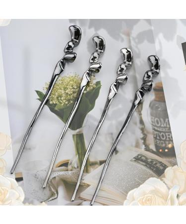 Hairpin 4 Line Sense Metal Hairpin Antique Style Line Hairpin Hairpin Coiffure Hairpin Girls Hair Accessories Imaginative Vintage Premium Sense Cheongsam Accessories (Silver White + Black) - Buy Online on GoSupps.com