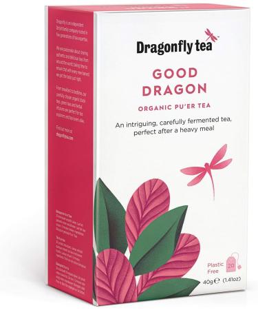 Dragonfly Good Dragon Pu'er Tea | 20 Organic Tea Bags Digestive Tea | Fermented Tea Bags | for a Happy Gut | Compostable Tea Bags - Buy Online on GoSupps.com