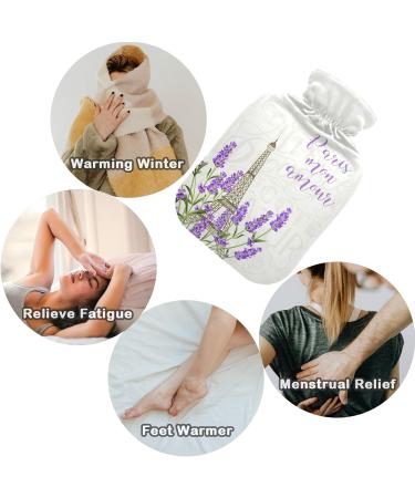NAANLE Eiffel Tower Hot Water Bottle - Lavender Cover for Pain Relief & Warmth | 1L Transparent Heat Bottle - Buy Online on GoSupps.com