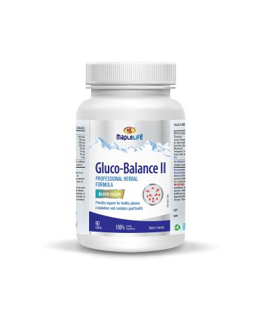 MapleLife Nutrition Gluco-Balance II Support Glucose Metabolism Maintain Blood Glucose Level Support Muscle Function Maintain Immune Function Antioxidants 90 Tablets 45 Servings Made in Canada