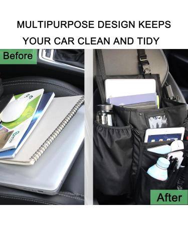 ECWKVN Car Front Seat Organiser - Heavy Duty Passenger Tidy Backseat Storage Bag with 10 Pockets - Black - Buy Online on GoSupps.com