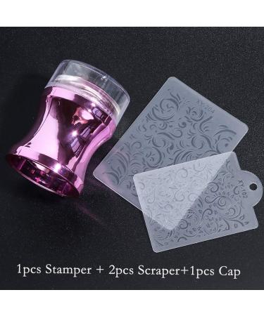 Buy 1 Set Nail Art Stamper & Stencils - Clear Silicone Jelly Tool for Women | 3D Nail Art Supplies - Purple - Buy Online on GoSupps.com