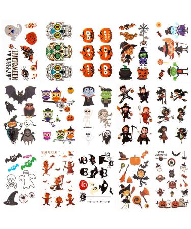 400 Halloween Temporary Tattoos for Kids - Non-Toxic Stickers for Makeup, Party Cosplay, Face Decals - Halloween Favors for Boys and Girls - Cartoon Designs - Buy Online on GoSupps.com