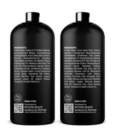 Rice Water Shampoo & Conditioner Set - Nourishing Hair Care Promotes Growth & Shine - 16 fl oz Each - Buy Online on GoSupps.com