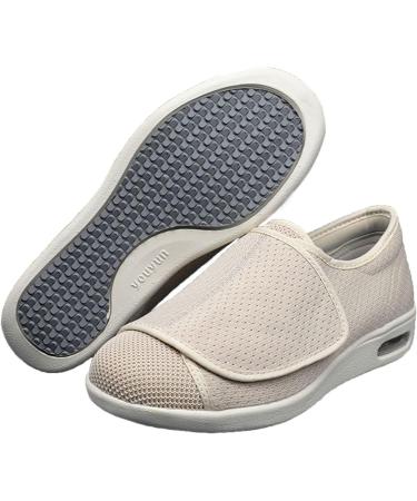 WCXTY Diabetic Shoes: Indoor Comfortable and Breathable Slippers for Women and Men - Lightweight, Adjustable, with Arch Support - Size 6.5 Beige - Buy Online on GoSupps.com