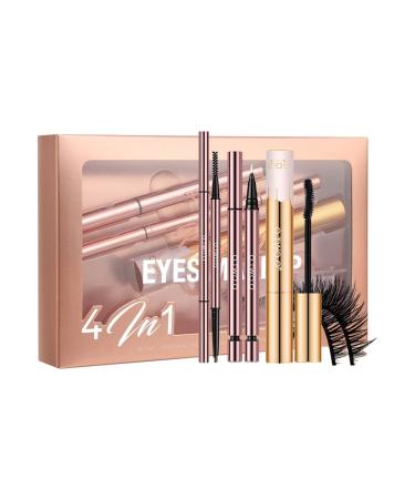 Eye make-up set gift for women girls 4-in-1-called make-up set beginner-eyes set consisting of eyebrow pencil eyeliner mascara and false eyelashes 1 piece (4 pack)A