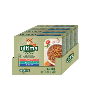 Ultima Nature wet food for cats Fish variety: 48 bags of 85 g each total: 4.08 kg Variety of fish 1.02 kg (pack of 4)