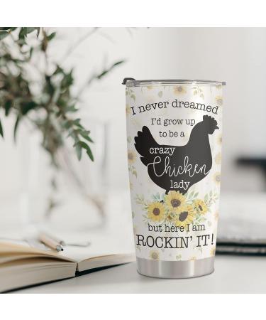 HOMISBES Crazy Chicken Lady Stainless Steel Tumbler - 20oz Chicken Sunflower Cup for Women - Perfect Gift for Chicken Owners and Lovers - Buy Online on GoSupps.com