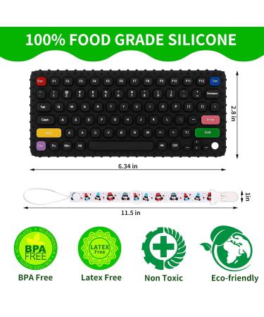 TRACYCY Keyboard Teething Toys for Babies 6+ Months - 2 Pack Silicone Teether Set for Boys Girls - Molar Chew Toys in Black & Pink - Buy Online on GoSupps.com