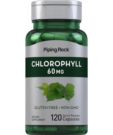 Piping Rock Chlorophyll Capsules | 60 mg | 120 Pills | Supplement for Women and Men | from Mulberry Leaf | Non-GMO Gluten Free