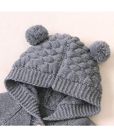 Baby Hooded Knitted Romper Bodysuit | Long Sleeve Jumpsuit 18-24 Months | Gray-Hairball Design - Buy Online on GoSupps.com