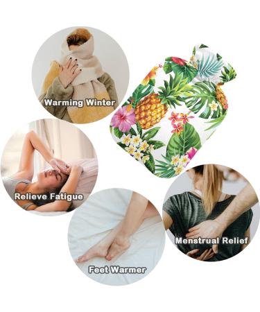Naanle Palm Leaf Flowers Pineapple Water Bottle - 1L Transparent Hot Water Bottle for Pain Relief & Heat Therapy - Buy Online on GoSupps.com