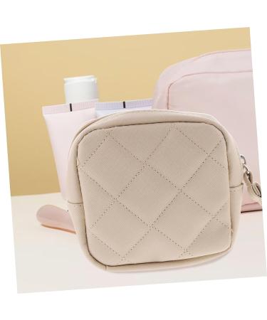 Mini Leather Bracers Makeup Kit Storage Bag - Portable Multifunctional Organizer for Lipsticks, Period Pouch, and Cosmetics - Beige 13x13cm - Buy Online on GoSupps.com