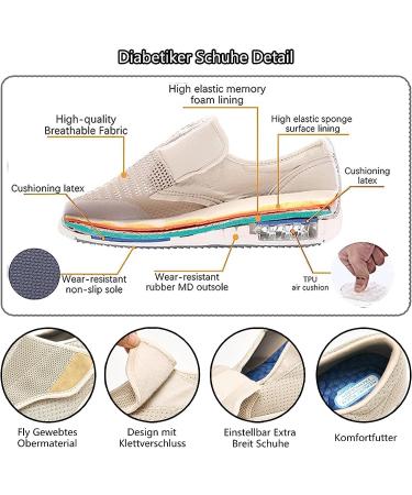 Women's Wide Width Diabetic Walking Shoes - Adjustable & Breathable - Dark Gray - 40EU - Buy Online on GoSupps.com