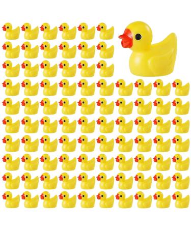 Movstriker 100Pcs Mini Resin Ducks Tiny Ducks Realistic Shape Micro Landscape Ornament Cute Baby Bath Time Toy Mini Rubber Ducks for Aquarium Potted Dollhouses Christmas Decoration 100Pcs-Yellow