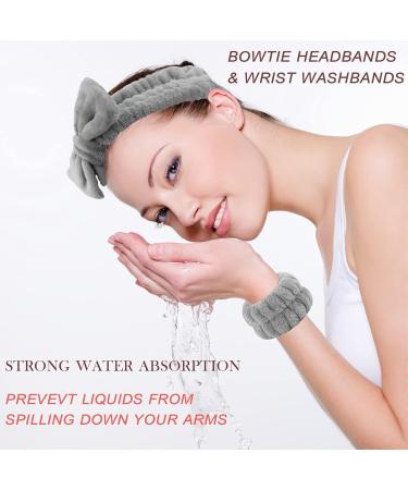 6-Piece Spa Headband, Wrist Washband, Scrunchies Cuffs Set - Black | Face Wash Wristband for Women and Girls - Makeup and Hair Accessories - Buy Online on GoSupps.com