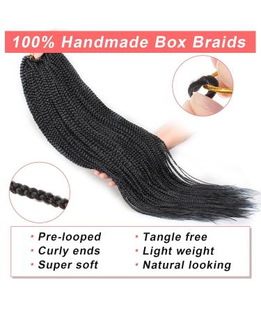 Xtrend 8 Packs 18 Inch Box Braids Crochet Hair | Medium Knotless Pre-looped Synthetic 3X Braiding Hair Extension for Women | 18Strands/pack 1B | Pack of 8 - Buy Online on GoSupps.com