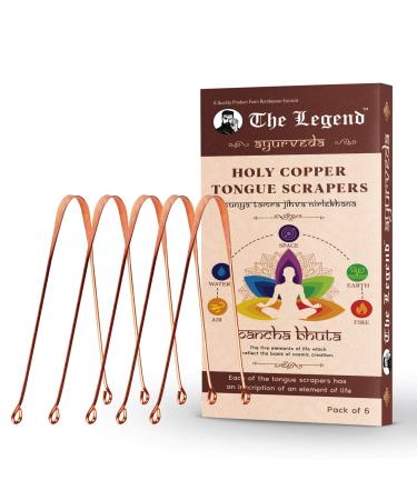 The Legend Pack of 5 Ayurveda Heavenly Copper Tongue Cleaner or Scraper | Metal Tongue Scraper and Handmade