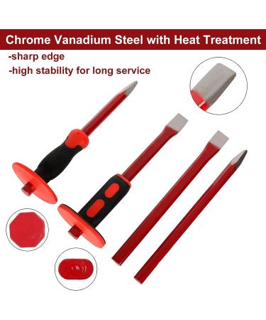 CYEAH 12 Inch Heavy Duty Masonry Chisel Set  4 PCS Chisels Set with Hand Protection  2 PCS Flat Chisel & 2 PCS Pointed Chisel for Concrete/Mason/Stone Demolishing Carving Splitting Breaking - Buy Online on GoSupps.com