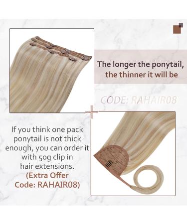 Buy Runatur 45cm Real Hair Ponytail Extensions with Ash Blonde & Blonde Highlights - 80g Braid Extensions #18p613 for Perfect Style - Buy Online on GoSupps.com