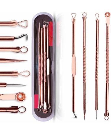 Blackhead Remover Tool Pimple Popper Tool Kit Stainless Steel Acne Needles Easy Removal of Pimples Acne Whitehead Blemish Zit Removing Forehead Facial and Nose (Rose Gold)