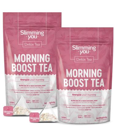 Detox Tea Morning Boost Tea (2 Pack), All Natural Herbal Tea for Detox and Colon Cleanse, Non-GMO, Vegan (28 Tea Bags Total) 2 Morning Boost