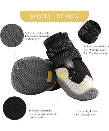 Dog Shoes - Breathable 4-Piece Boots with Reflective Straps | Microfiber Leather Rubber Sole for Paw Protection (B Size 6: 5.8-6.2 cm) - Buy Online on GoSupps.com