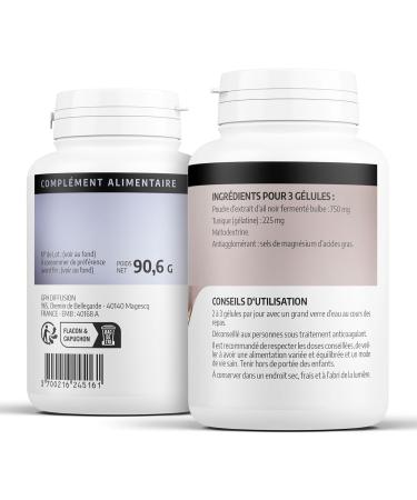 Fermented Black Garlic - 250mg - 200 capsules - Allium sativum L. - Buy Online on GoSupps.com