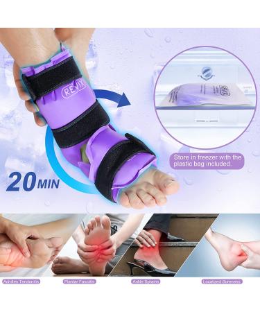 REVIX Ankle Ice Pack Wrap for Pain Relief - Reusable Cold Compression for Ankle Injuries, Plantar Fasciitis, Achilles Tendonitis - 2 Packs (Purple) - Buy Online on GoSupps.com