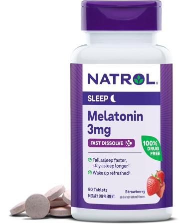 Natrol Melatonin 3mg Strawberry Fast-Dissolve 150 Tablets 150 Day Supply & 90 Tablets 90 Day Supply Sleep Aid - Buy Online on GoSupps.com