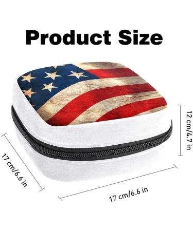 Vintage American Flag Sanitary Napkin Storage Bag - Period Tampon Makeup Pad Pouch - Color3805 - Buy Online on GoSupps.com