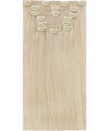 Moresoo 16 Inch Platinum Blonde Clip in Human Hair Extensions - Remy Hair 7 Pieces/120g #60 - Buy Online on GoSupps.com