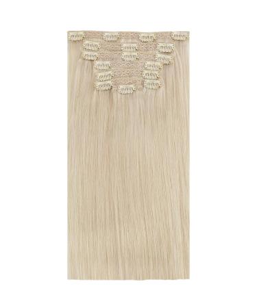 Moresoo #60 Platinum Blonde Clip-In Hair Extensions - 50cm 120g Remy Real Hair - 7PCs for Voluminous Look - Buy Online on GoSupps.com