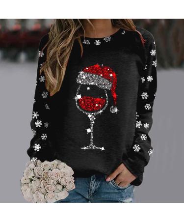 Women's Christmas Sweatshirt: Snowman & Penguin Print, O-Neck Raglan Top - Black, Size S - Buy Online on GoSupps.com