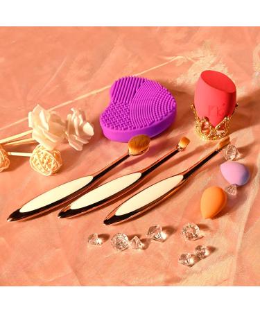 Dolovemk Oval Foundation Brush & Silicone Cleaning Pad Quick Makeup Brush Cleaner & Mini Sponge for Eyes & Nose - Buy Online on GoSupps.com