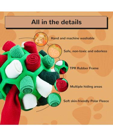Larimuer Sniffing Ball for Dogs - Interactive Snuffle Toy for Small & Medium Breeds - Portable & Fun Green Christmas Design - Buy Online on GoSupps.com