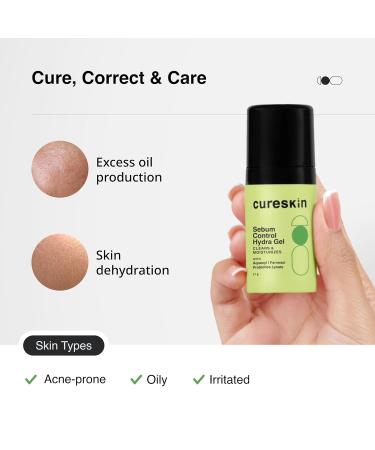 Cureskin Sebum Control Hydra Gel: Hydration & Shine Control for Oily Skin with Aquaxyl Farnesol Probiotics Lysate (17 g) - Buy Online on GoSupps.com
