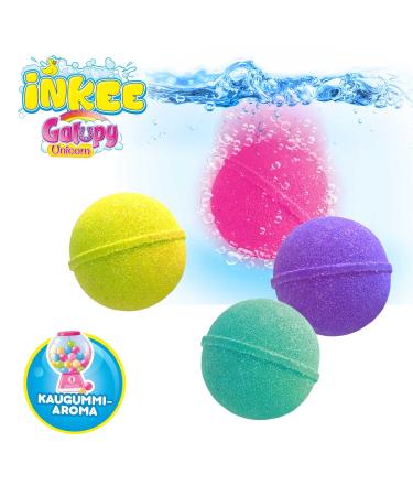 INKEE Galupy Unicorn Bath Bombs | 4 Bubble Gum Aroma Bath Balls for Kids | Jojoba Oil Infused | International Shipping - Buy Online on GoSupps.com
