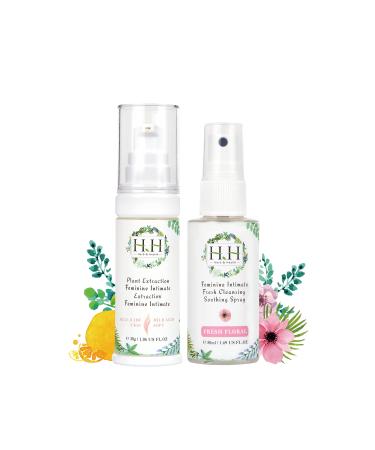 HH Feminine Spray + Intimate Brightening & Firming Serum - Women Vaginal Health Natural Essential Oil Itch Odor Eliminator Moisturizing Hygiene Spray Private Skin