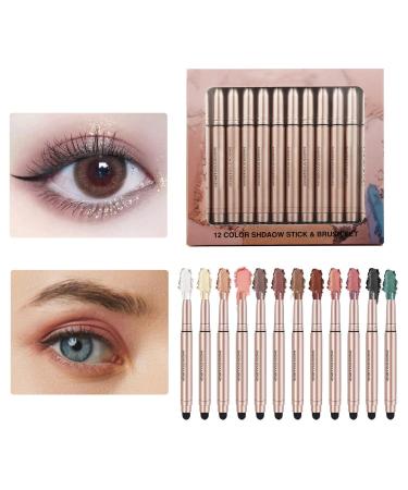 Eye Makeup 2 in 1 Sponge Mixer Applicator Shimmer Stick | Cream Long Lasting Eyeshadow Makeup Pencil Eye Makeup Supplies Tosier