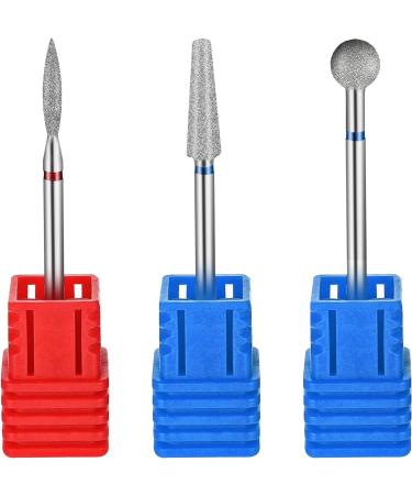 YUXIANLB 3 Pcs Diamond Nail Drill Bits Set - Nail Polishing & Grind Tools for Dead Skin Cleaning, Acrylic & Gel Nails - 3/32 Inch - Silver - Buy Online on GoSupps.com