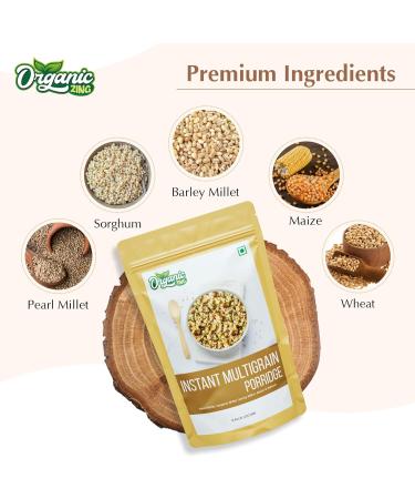 Organic Zing Wholesome and Quick: Instant Multigrain Porridge | Made with Pearl MIllet Sorghum Barley Millet Maize & Wheat | 200g - Buy Online on GoSupps.com