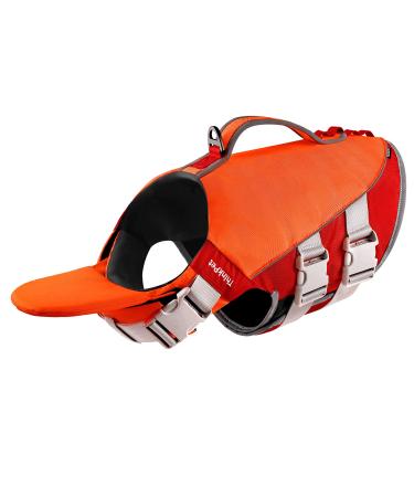 ThinkPet Dog Life Jacket Adjustable Life Jacket Reflective Lifesaver with Buoyancy Orange Red M