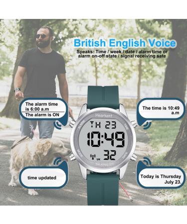 Hearkent Atomic Digital Talking Watch - British English Speaking, Radio-controlled, Big Numbers, Nylon Black - Ideal for Elderly and Visually Impaired - Buy Online on GoSupps.com