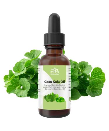 Relaxcation Gotu Kola Herbal Oil Cold Pressed Centella in Sesame for Face Hair Scalp & Massage Natural Botanical Oil for Glow Rituals Amber Glass Bottle (1 oz) 1 Fl Oz (Pack of 1)