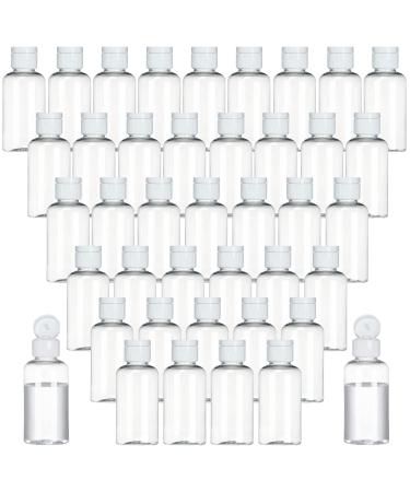 100 Pack 50ML Plastic Empty Bottles Clear Travel Containers Travel Size Bottles with Flip Cap, HDPE Squeezable Refillable Toiletry/Cosmetic Bottles (clear) 100 Clear