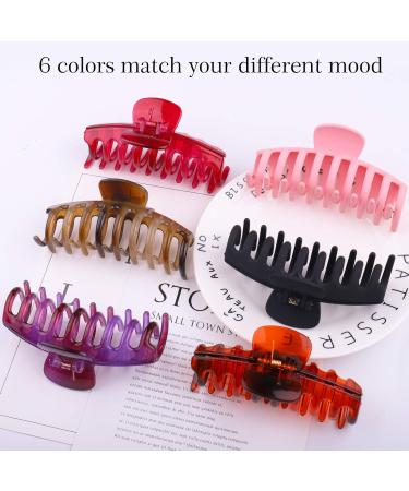GLAMFIELDS Large Claw Clips 6 Pack for Thick & Thin Hair - Strong Hold, Non-Slip Matte Hair Clips in Pink, Black, Brown - 4.3 inch - Buy Online on GoSupps.com