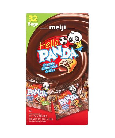 Meiji Hello Panda Chocolate Creme Filled Cookie 32-0.75oz(21g)bags Chocolate 0.75 Ounce (Pack of 32)