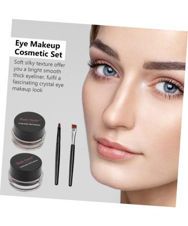 POPETPOP 2pcs Black Waterproof Eyeliner Blackest Eyeliner Eyeshadow Cream Eye Shadow Glitter Powder Lasting - Buy Online on GoSupps.com