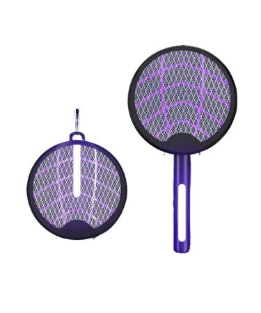Electric Fly Swatter Rechargeable Mosquito Swatter Foldable Dual Handheld And Automatic Swatting Mode 3000V Strong Instant Insecticide Swatter Mosquito Swatter For Indoor Outdoor Camping With Pow Black